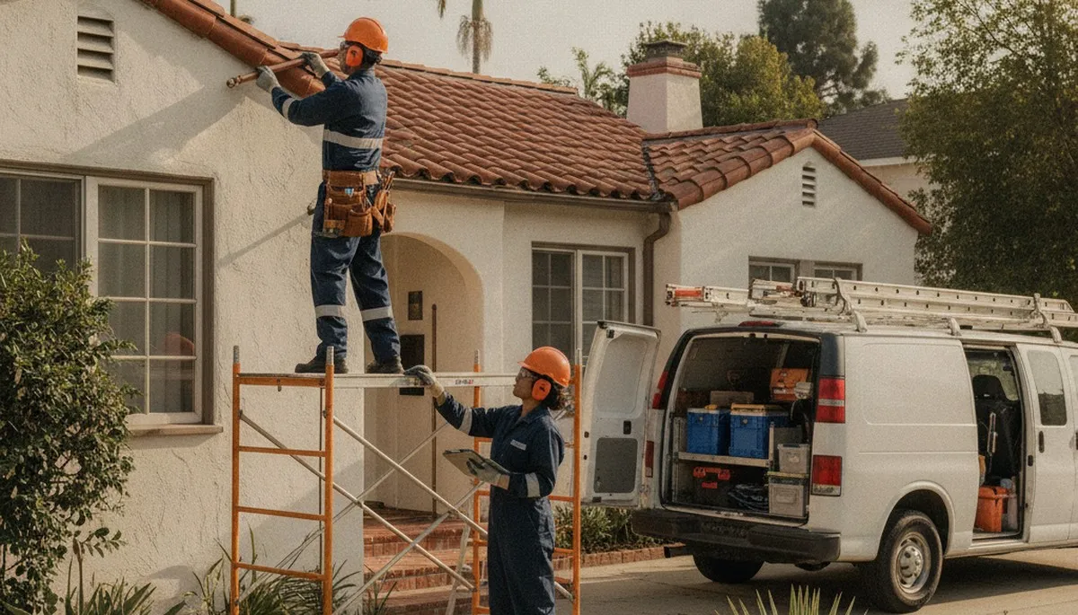 Long Beach, CA plumber inspecting residential pipes for plumbing repair service