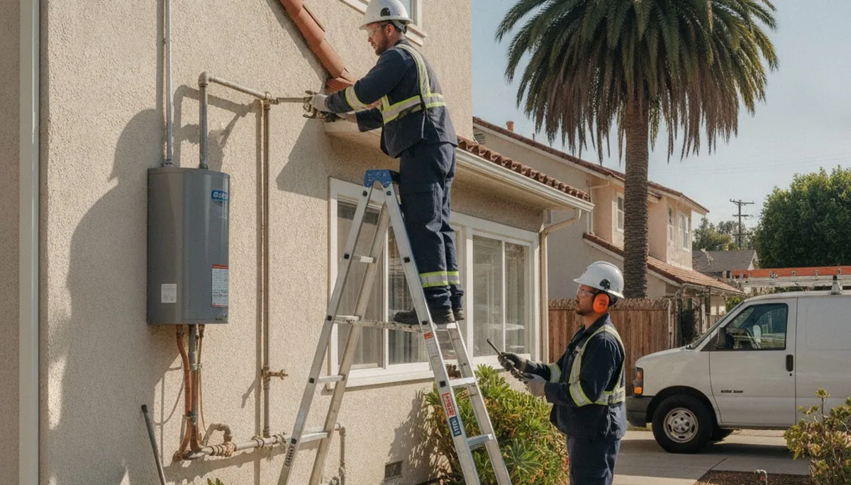 Plumber repairing a leak in Long Beach, CA for professional plumbing repair service