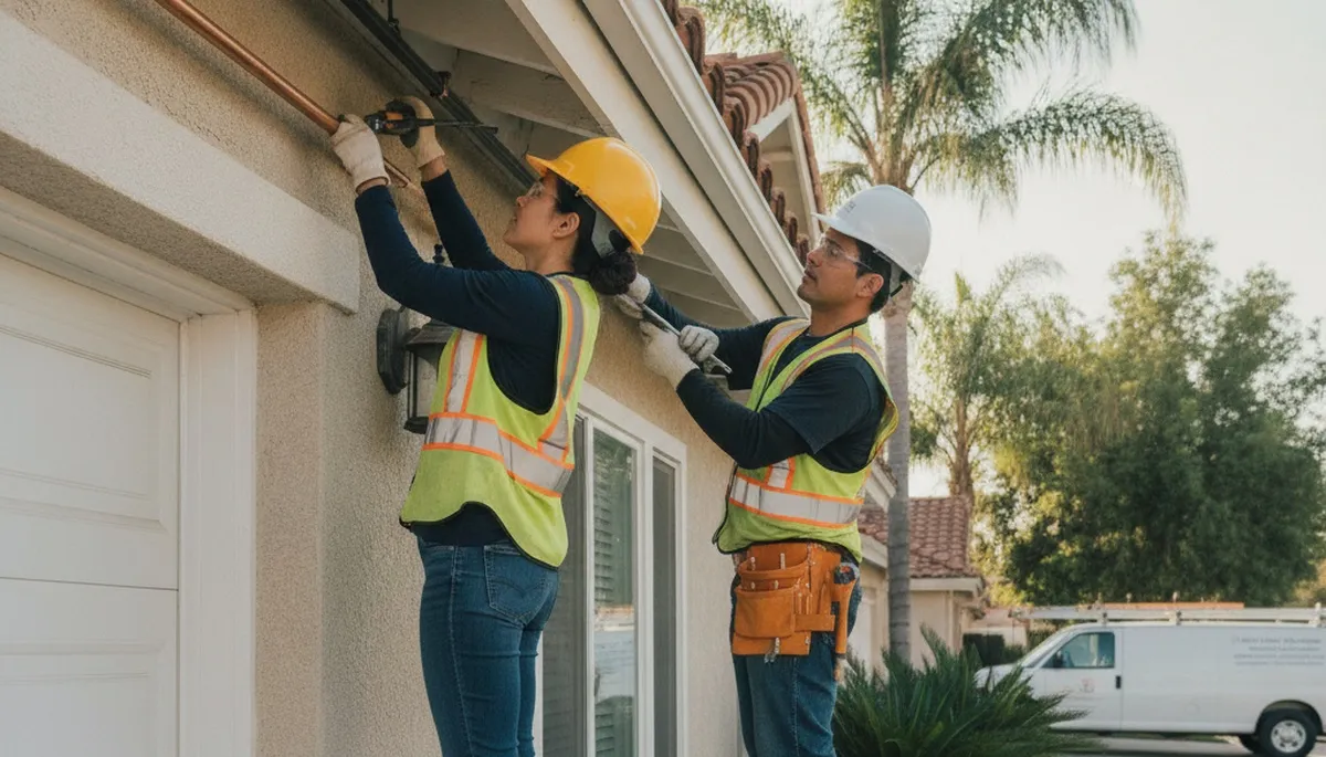 Long Beach, CA plumber repairing a plumbing issue for a residential service call