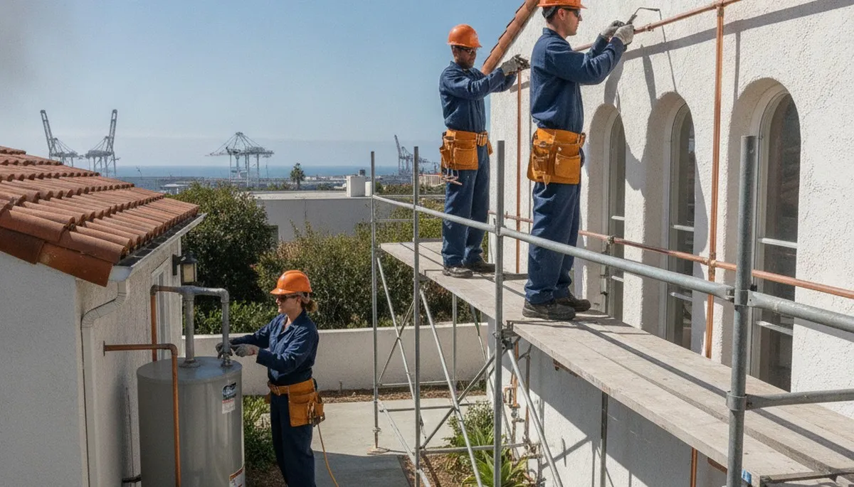 Long Beach, CA plumber repairing a leak for residential plumbing service