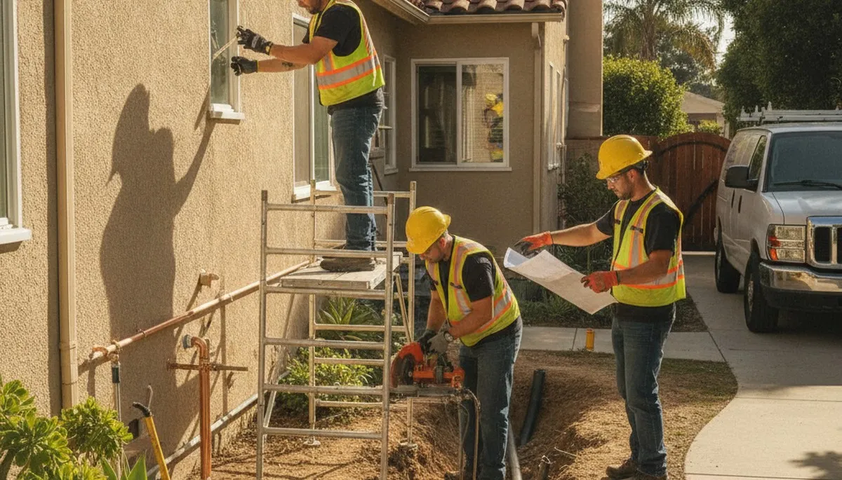 Long Beach, CA plumber repairing a residential plumbing issue for local plumbing repair service
