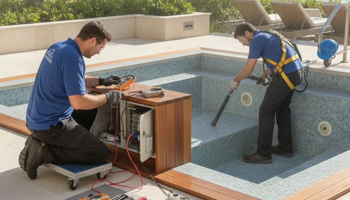 Spa repair service in Long Beach, CA for clogged jets and heating issues in homes
