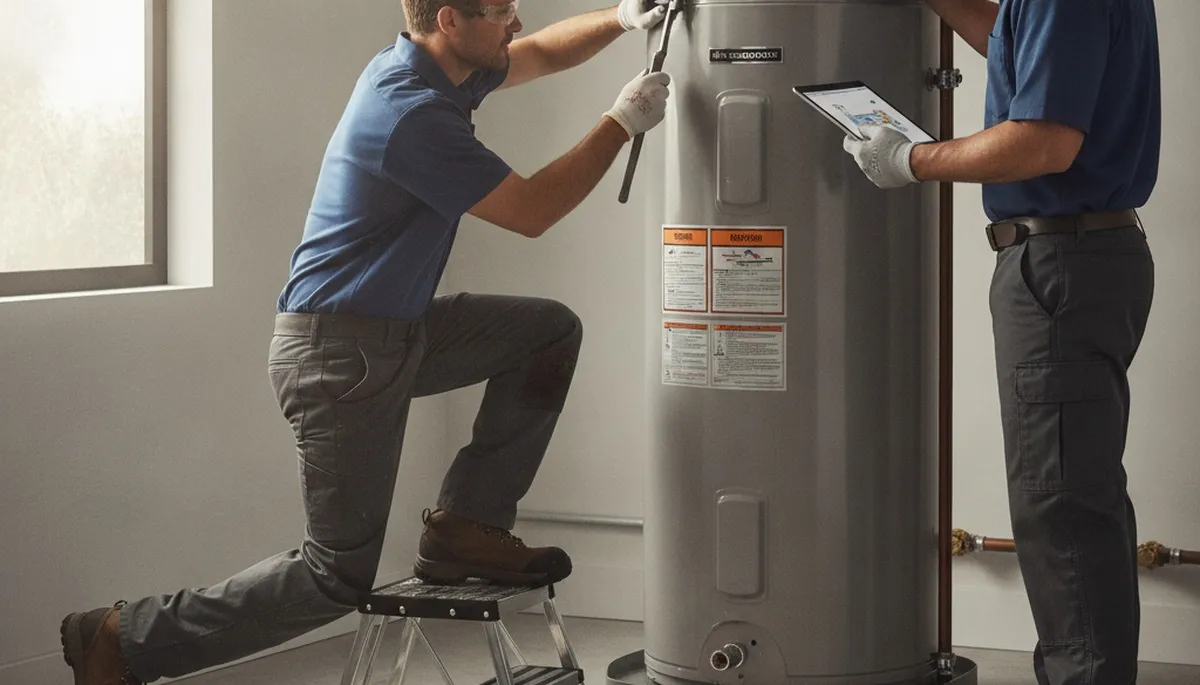 Long Beach, CA plumber repairing a water heater for reliable hot water service