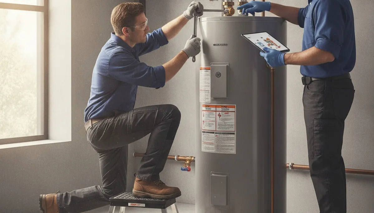 Long Beach, CA plumber repairing a water heater for reliable home hot water service